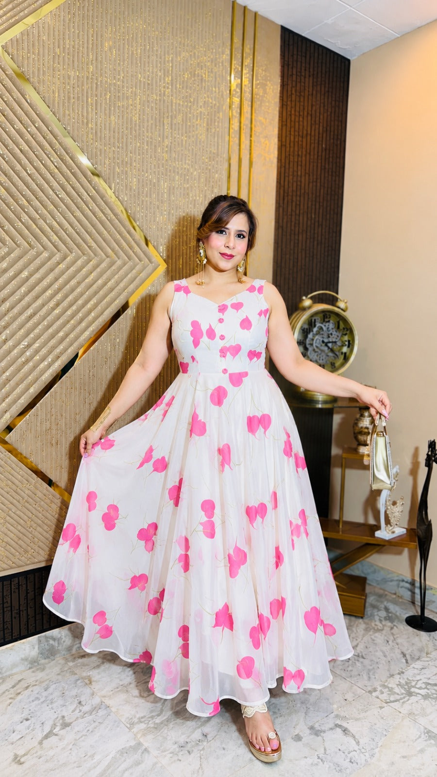 White-Lilac Leaves Anarkali
