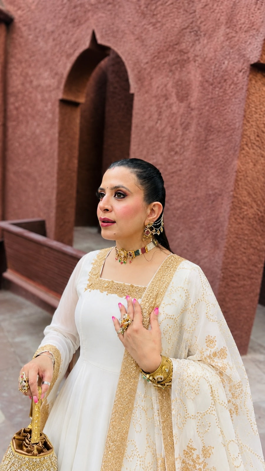 White Georgette Anarkali