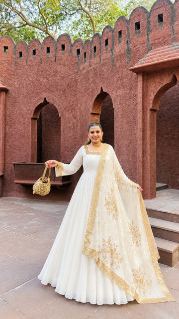 White Georgette Anarkali