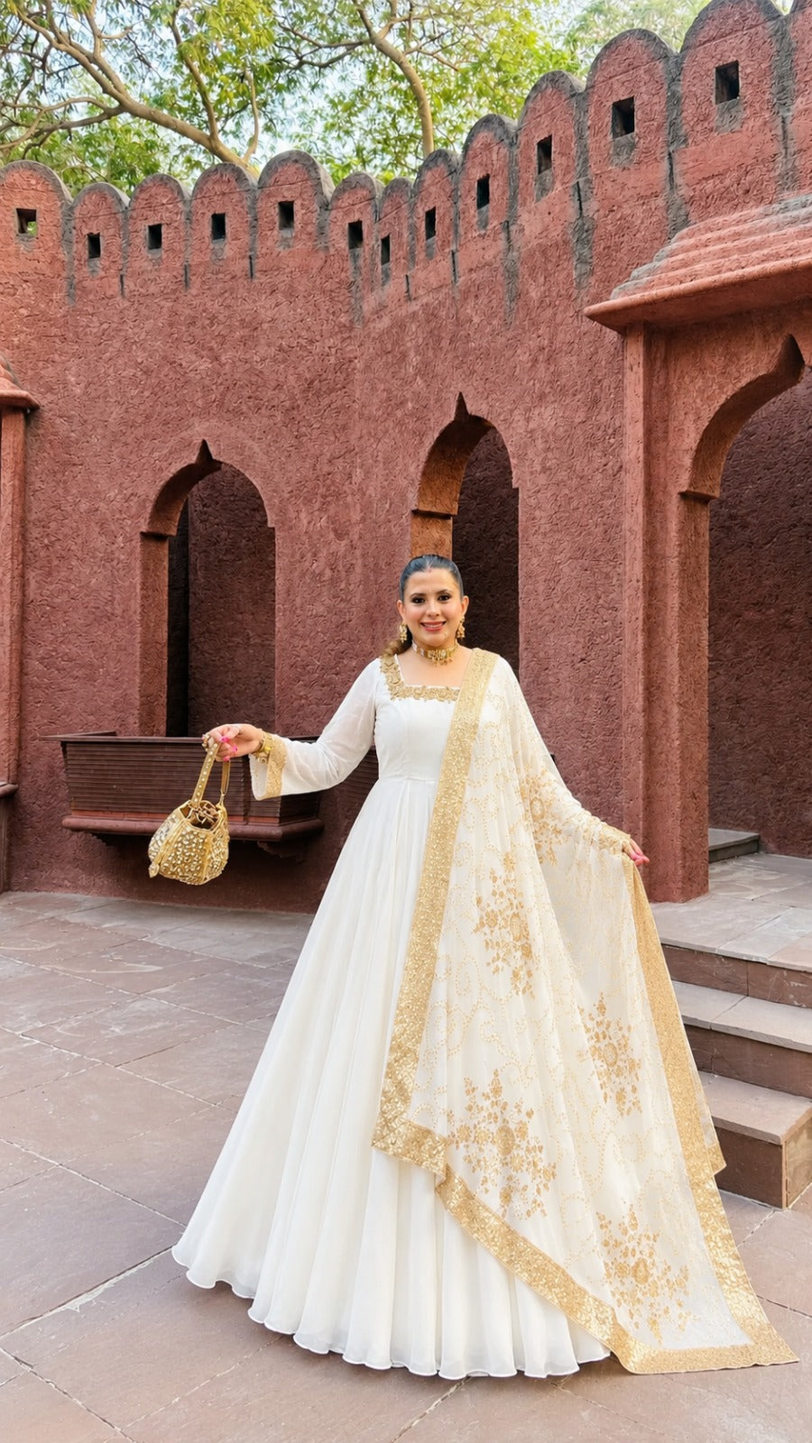 White Georgette Anarkali