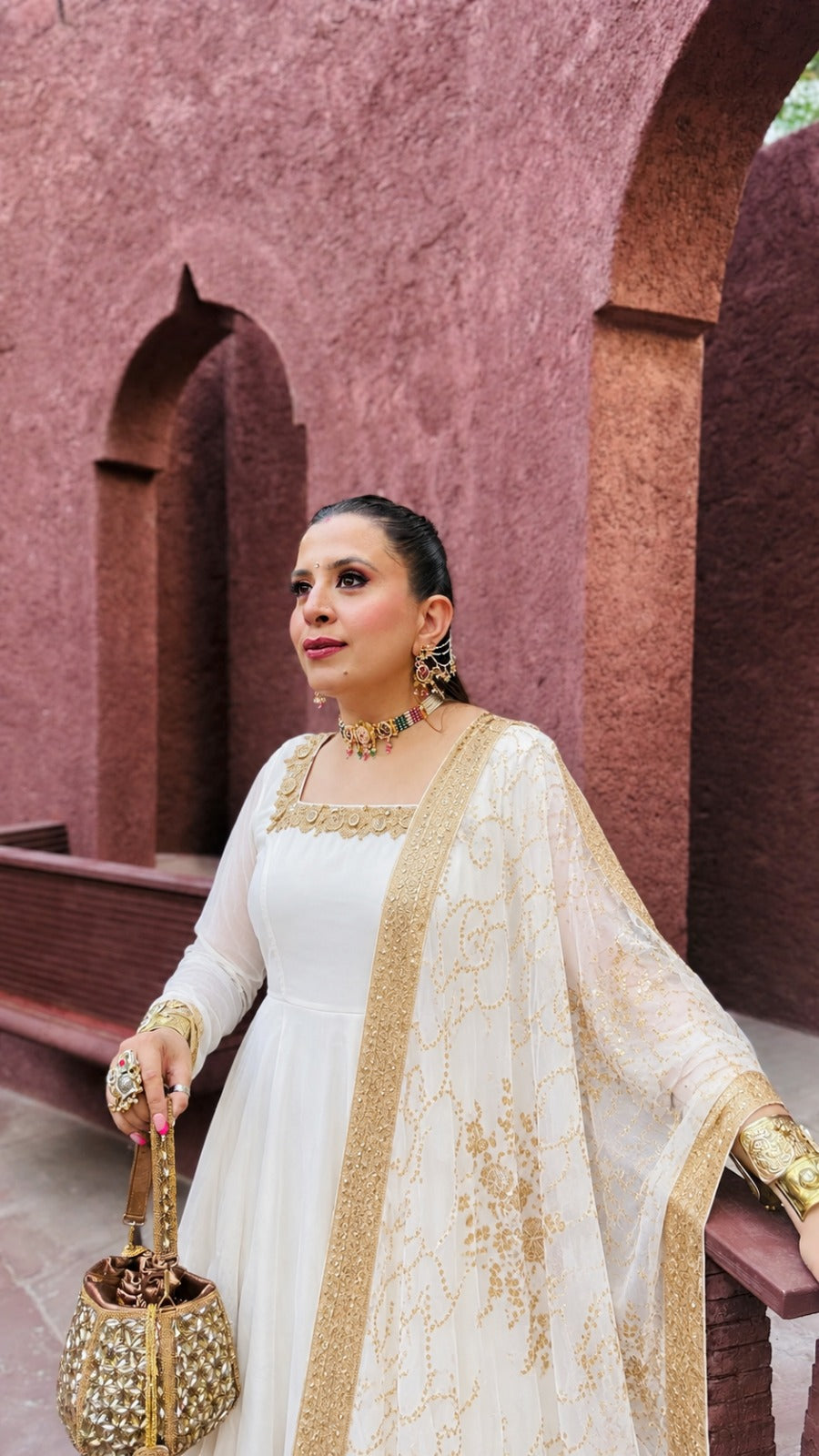 White Georgette Anarkali