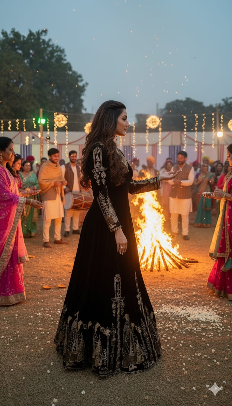 Black Velvet Anarkali Gown