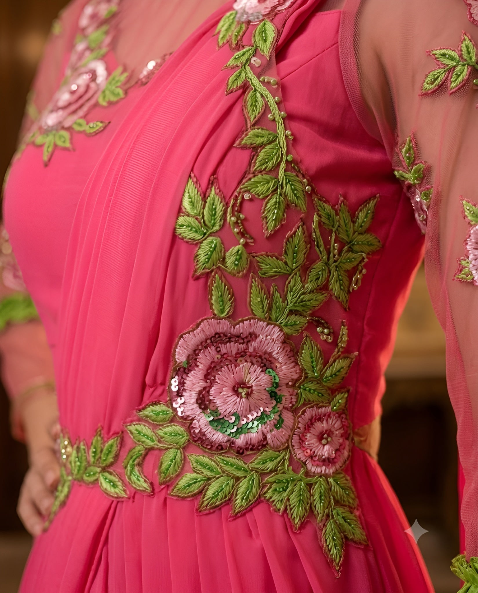 Carrot Pink Teej Saree