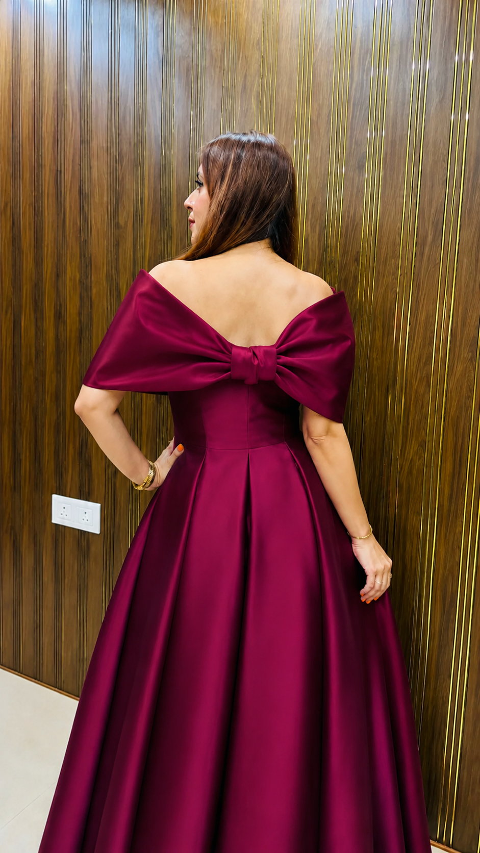 Magenta Moonlight Satin Gown