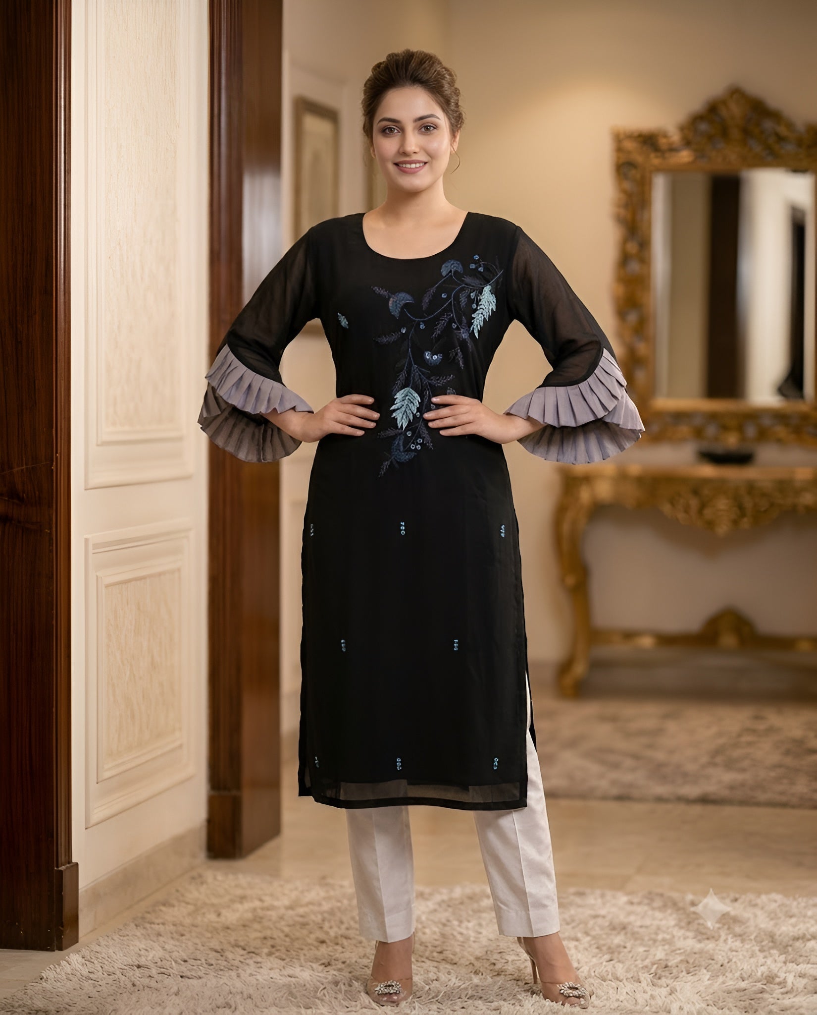 Black Embroidered Kurti