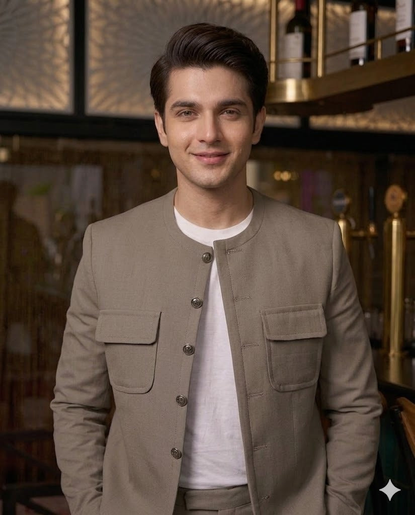 Beige Luxe Shacket Suit Set