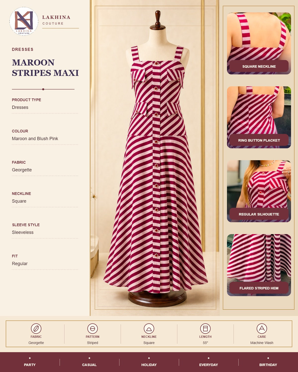 Maroon Stripes Maxi