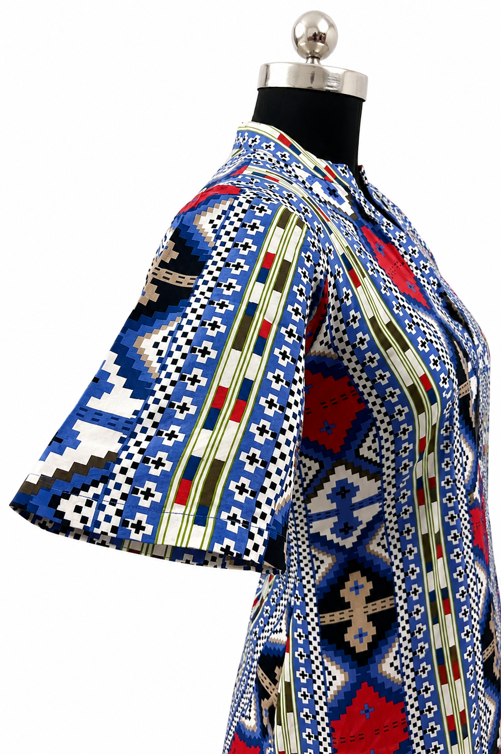 Blue Aztec Geometric Print Feeding Midi