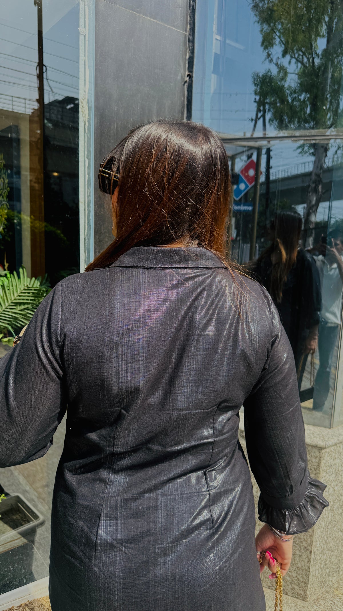Black Shimmer Linen top