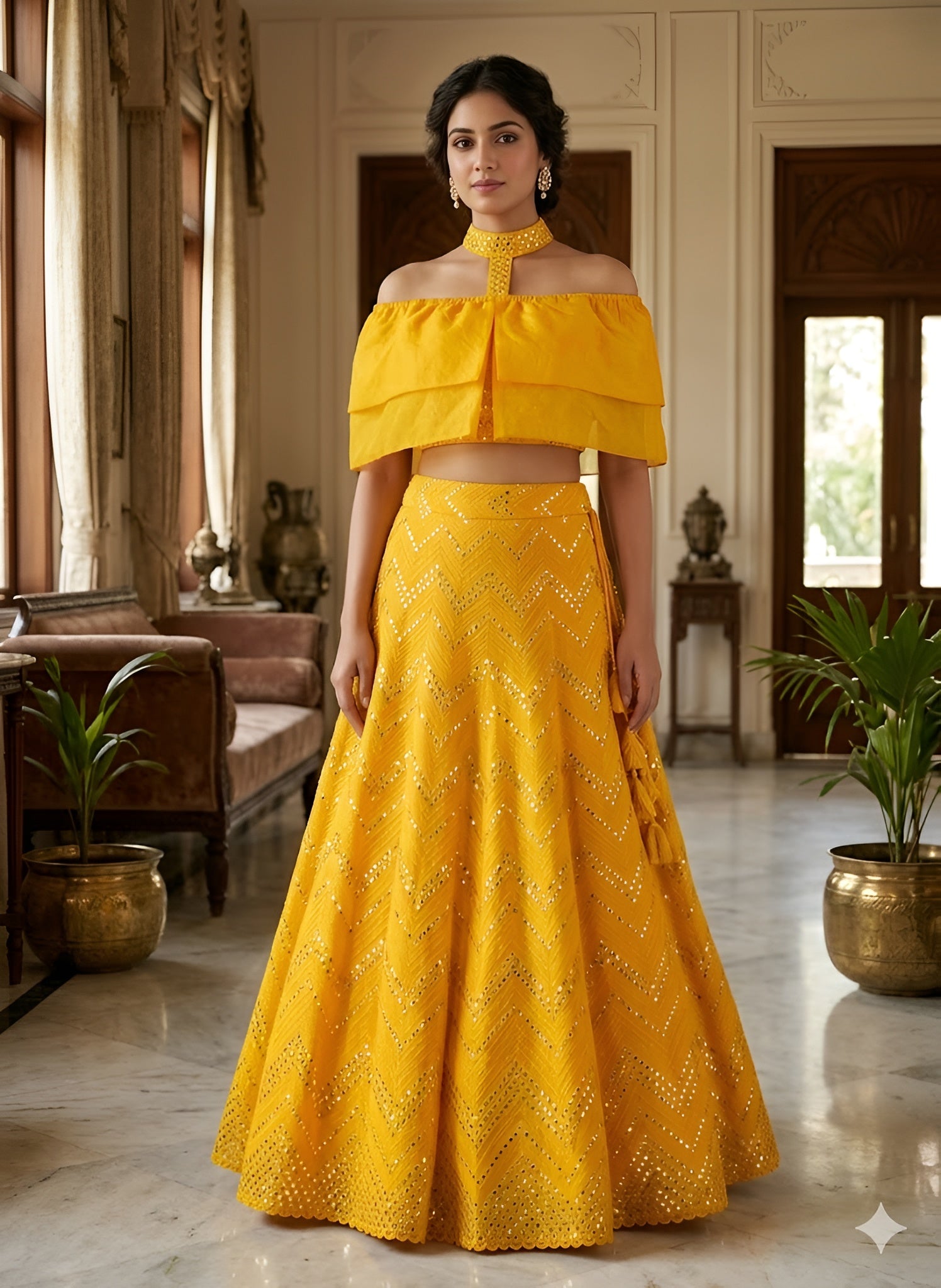 Yellow Georgette Lehenga Set