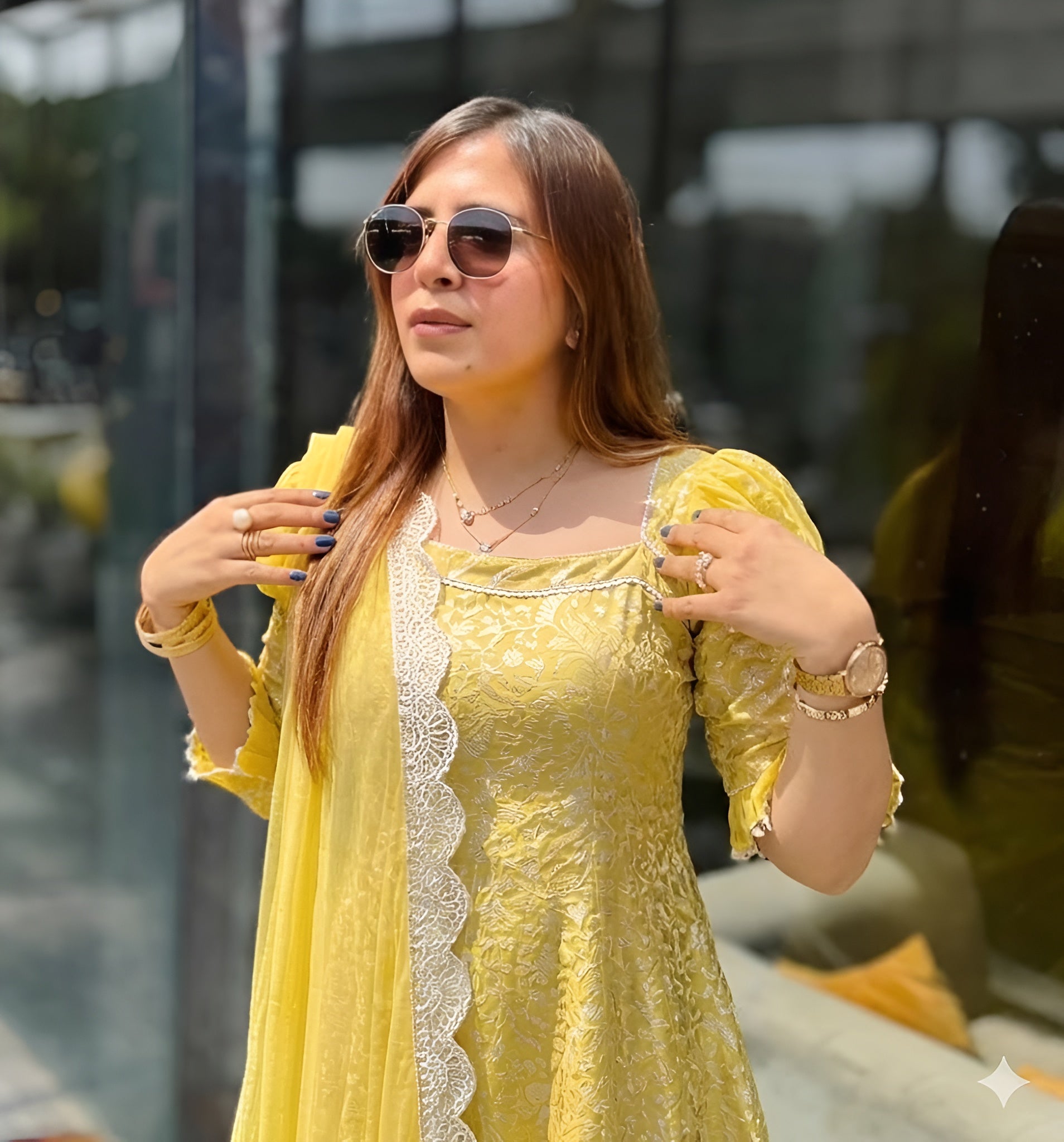 Lemon Yellow Dhoti Suit