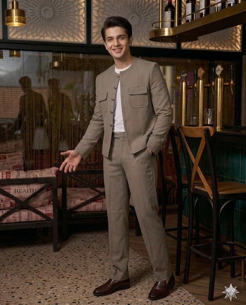 Beige Luxe Shacket Suit Set