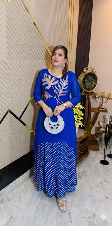 Royal Blue Suit with Dhoti