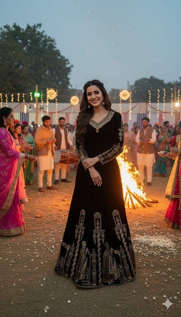 Black Velvet Anarkali Gown
