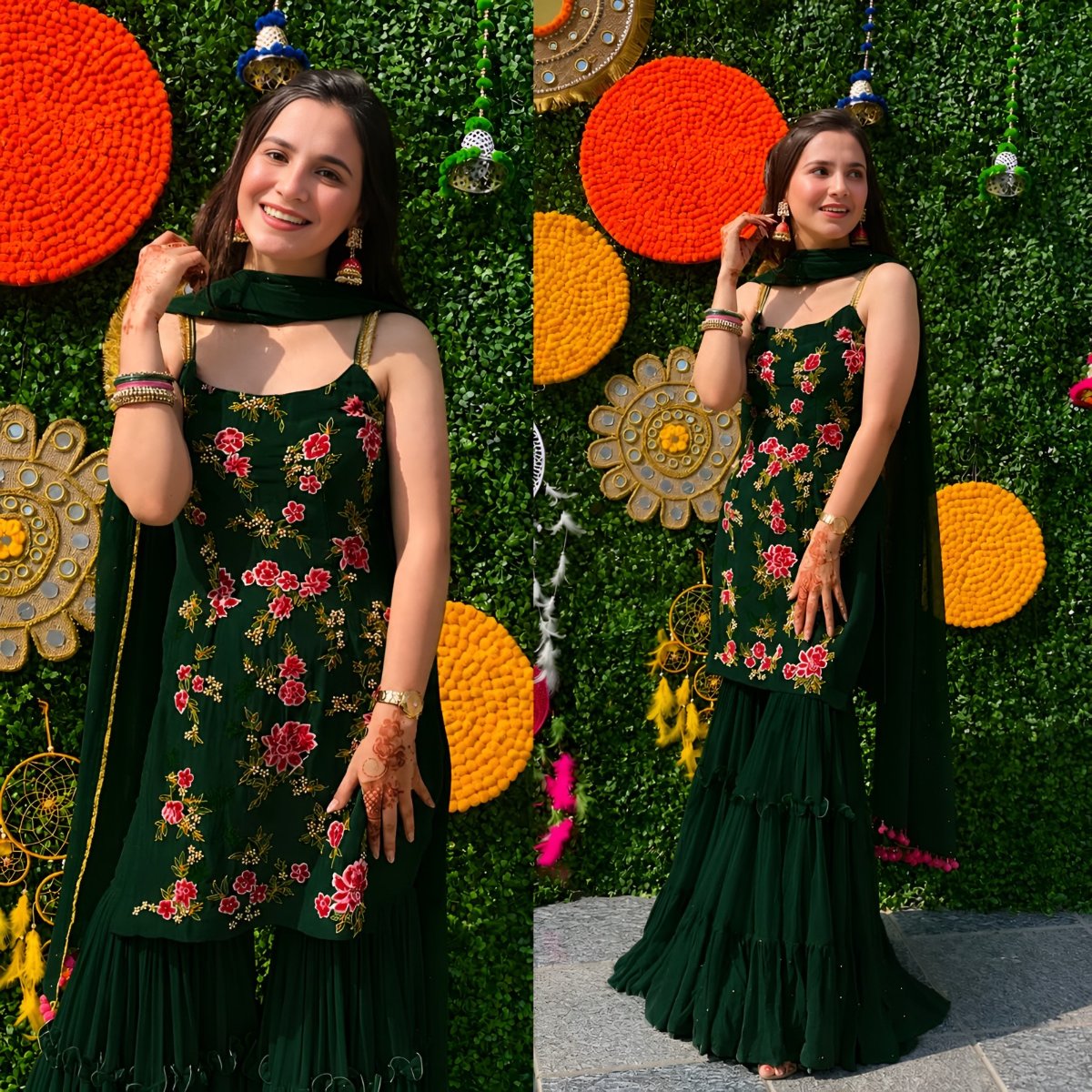 Green Embroidered Suit