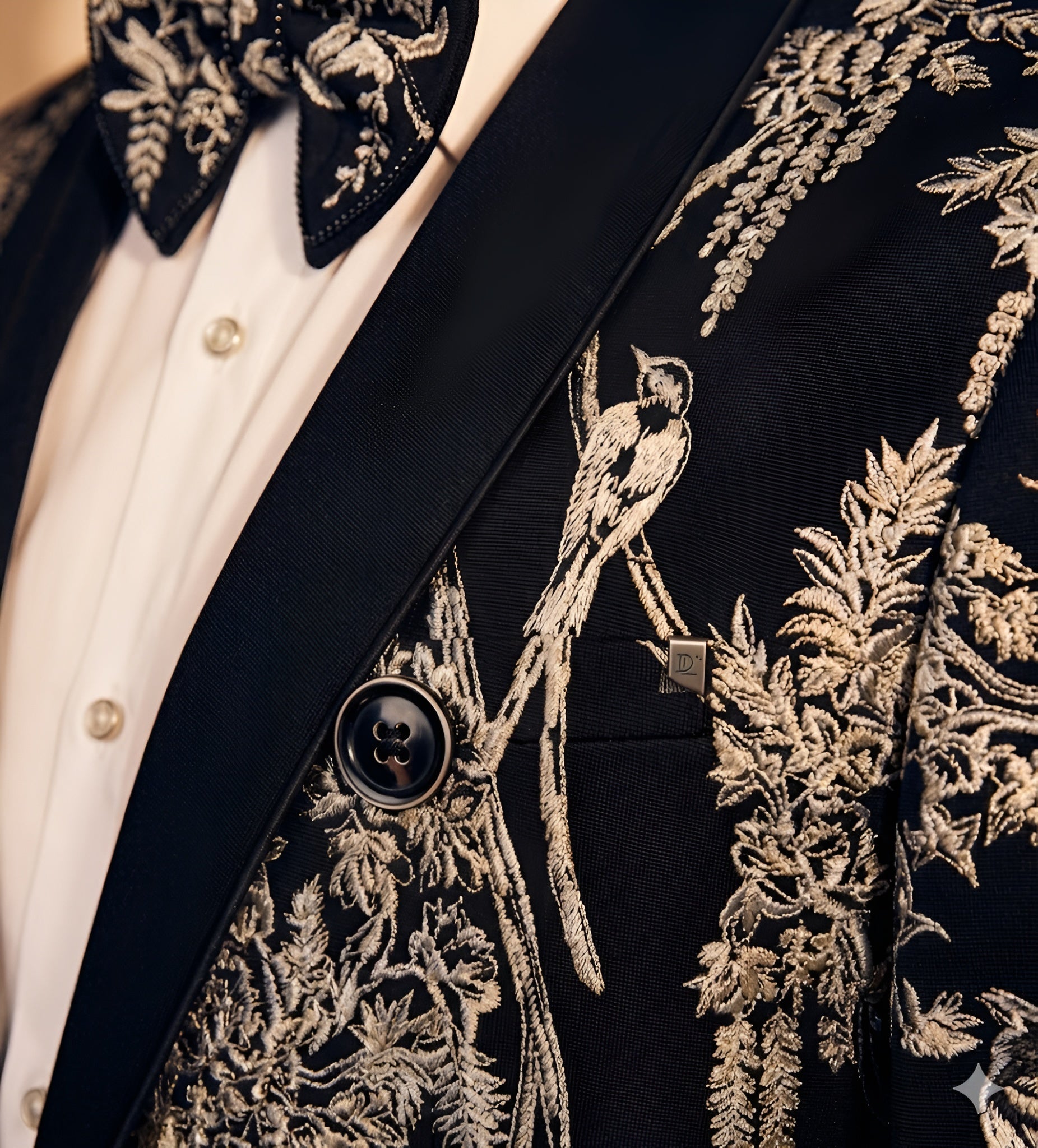 Noir Regal Embroidered Tuxedo Set