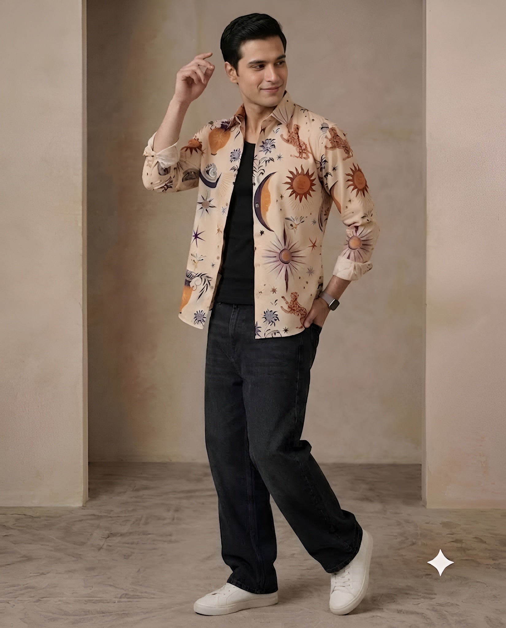 Celestial Mirage Cream Cotton Shirt