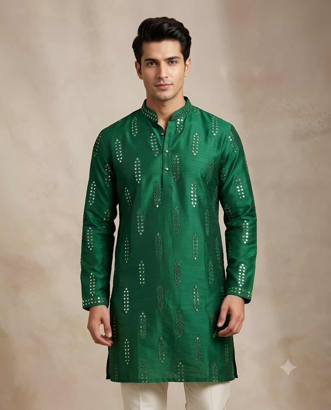 Emerald Mirrorwork Men’s Kurta