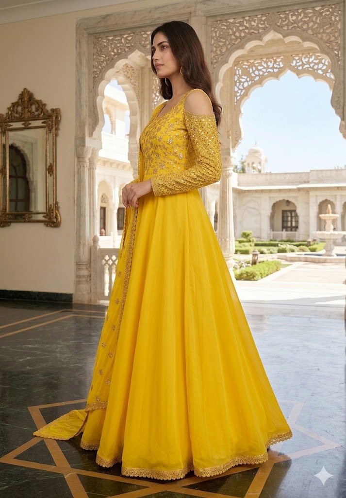 MBM Yellow Karva Chauth Anarkali
