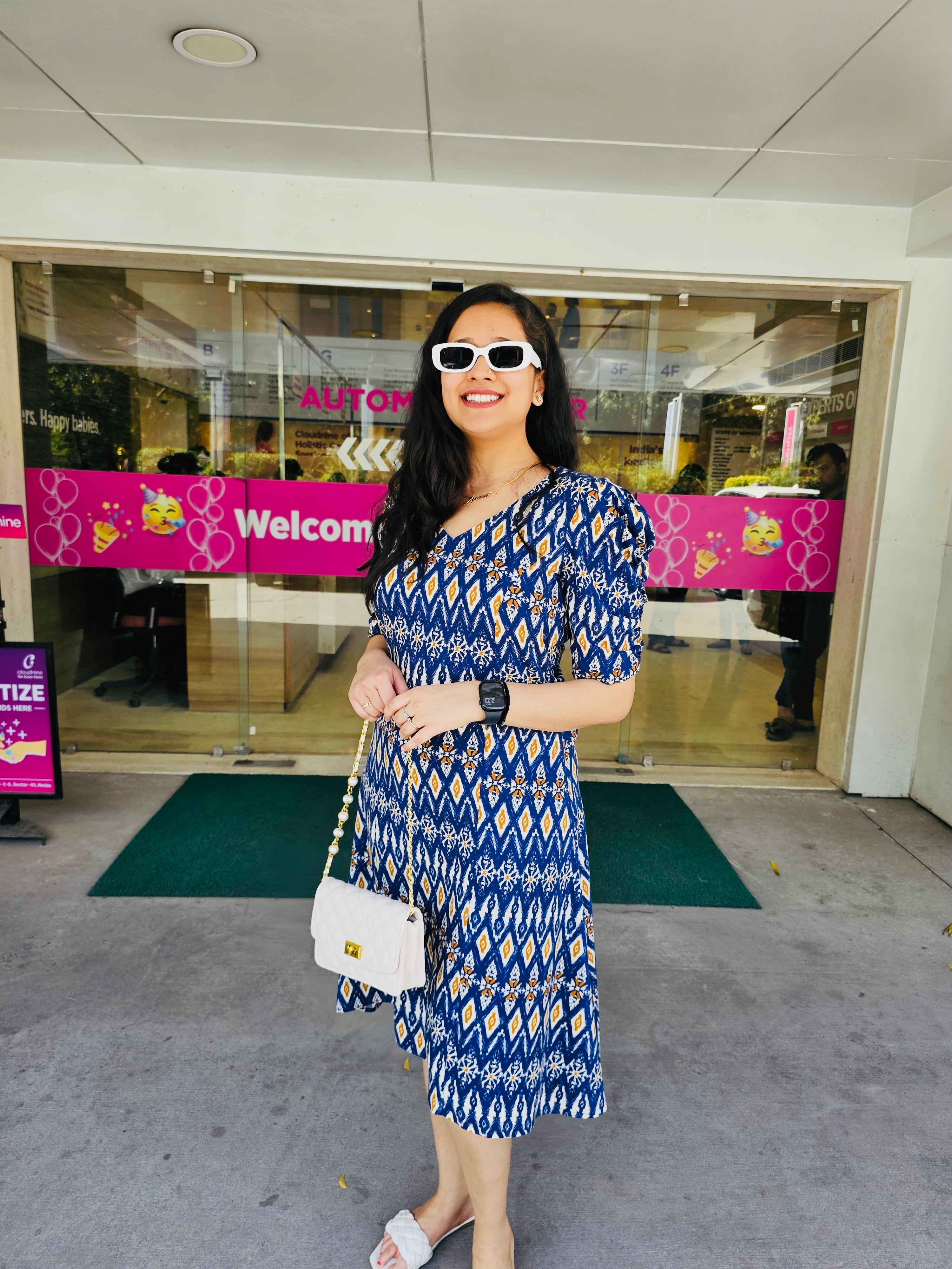 Blue Ikkat Midi Dress