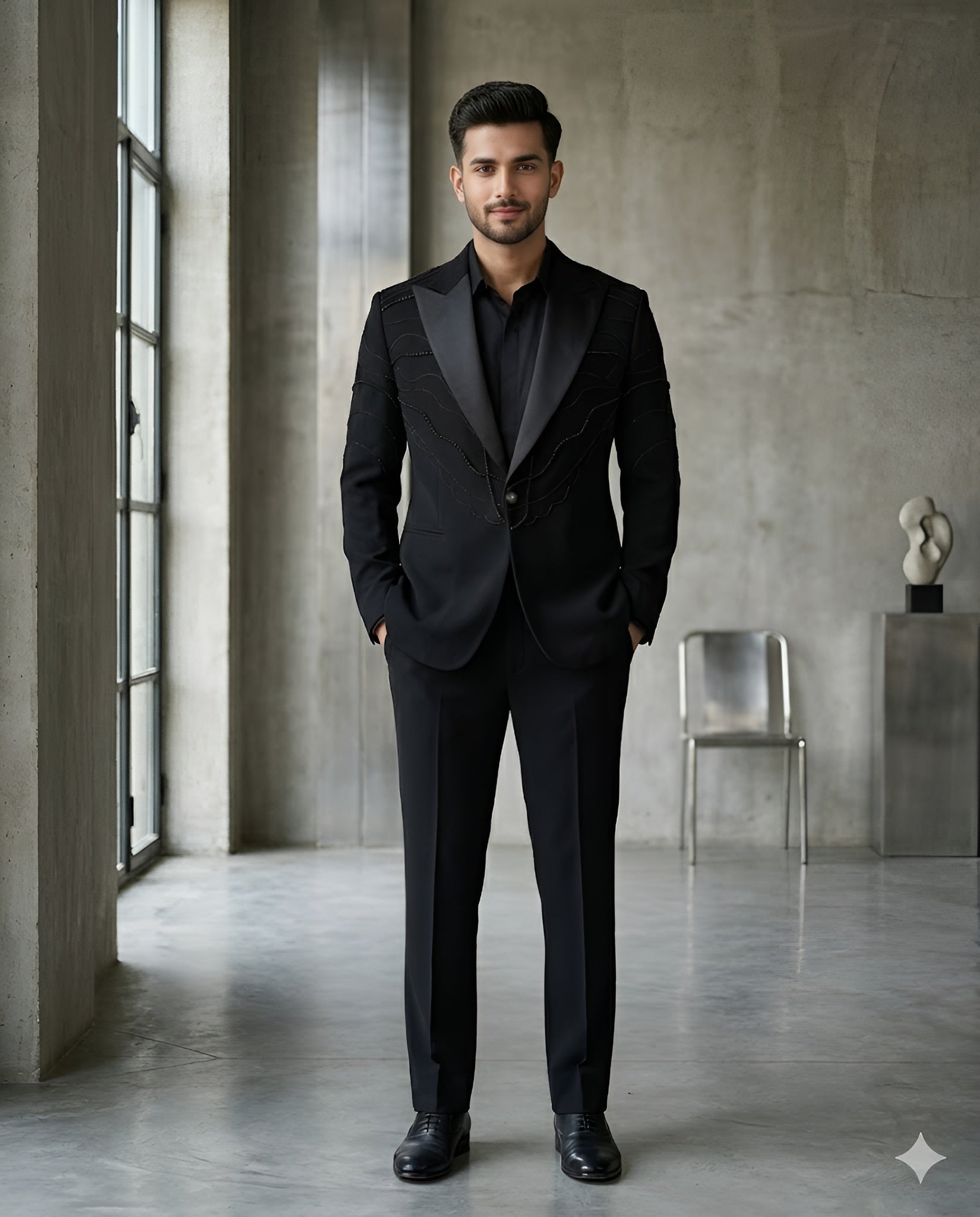 Black Designer Tuxedo Suit