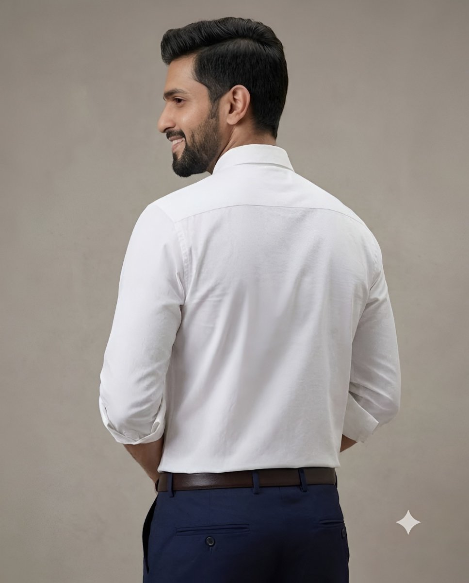 Webbed Icon White Cotton Shirt