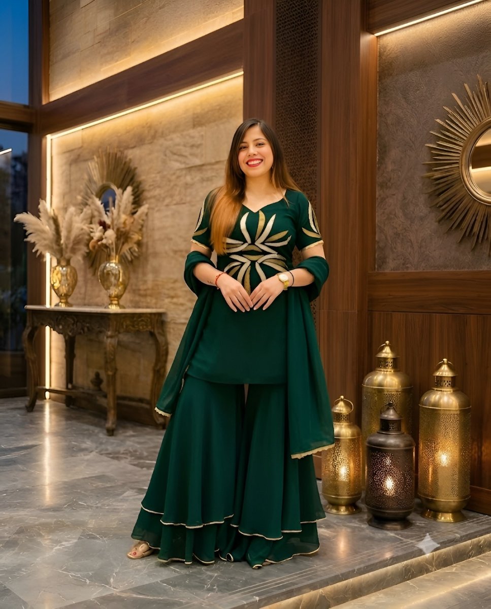 Green Embroidered Suit