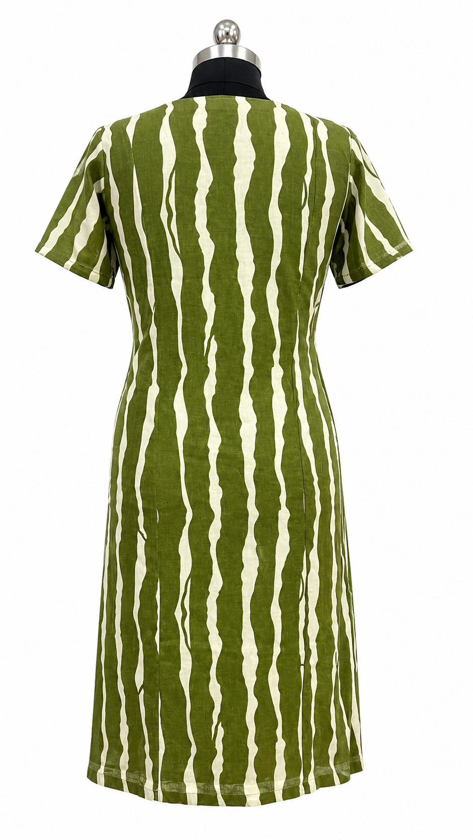 Olive Wave Print Feeding Midi Dress