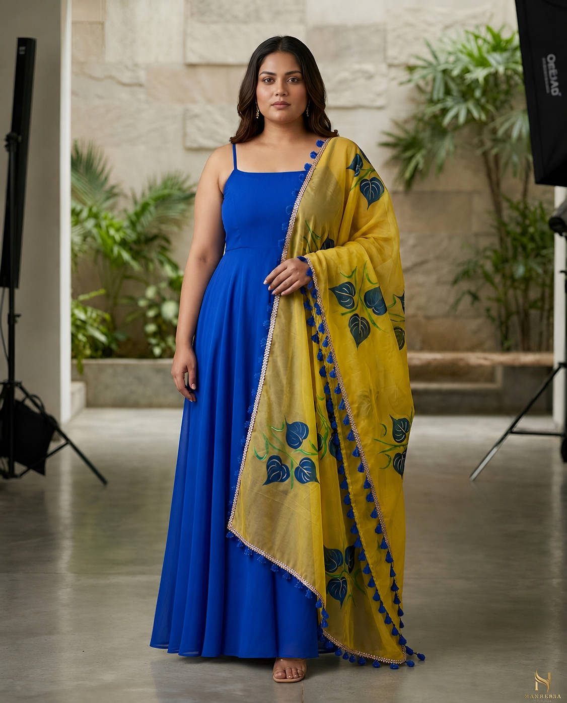 Blue & Yellow Anarkali