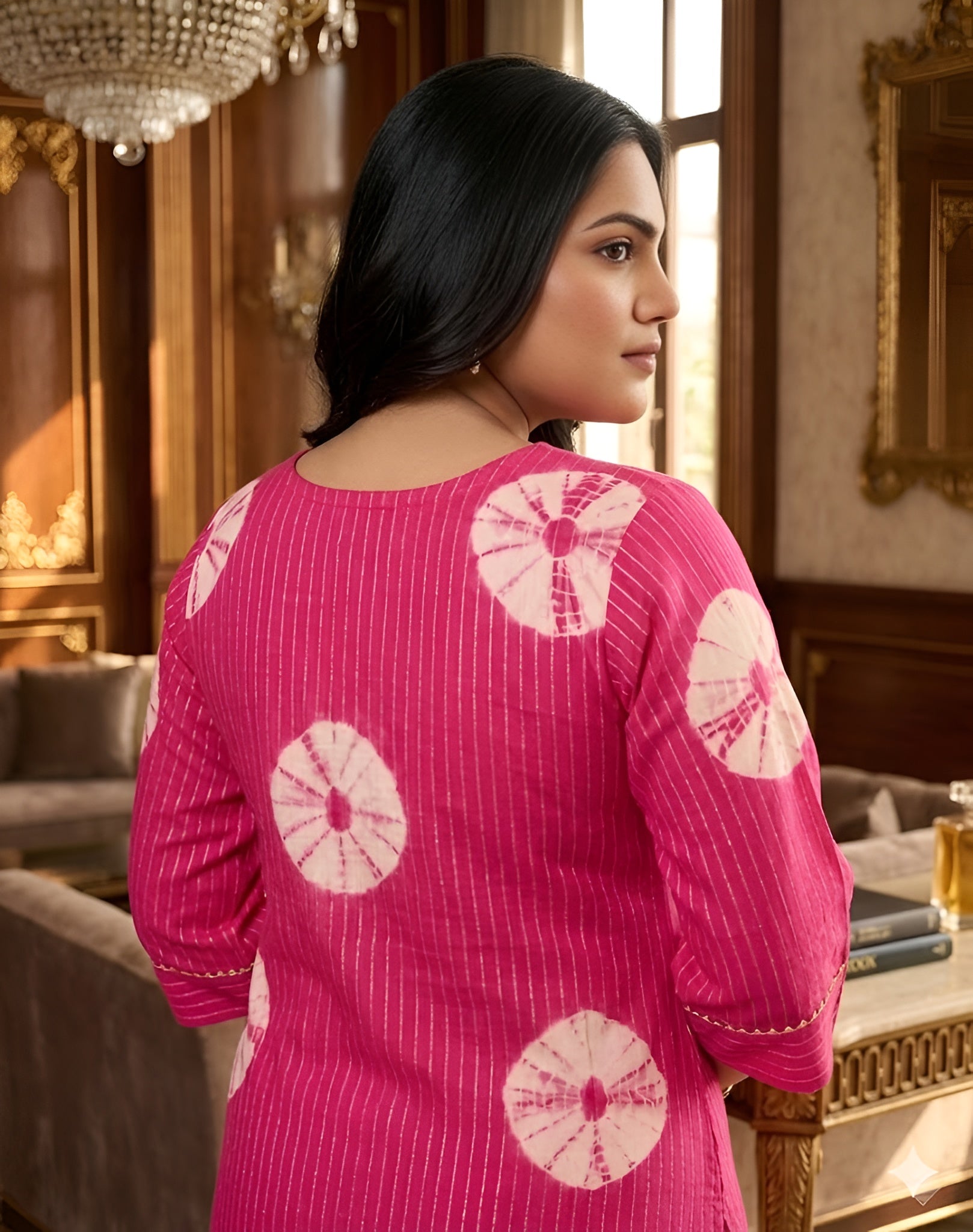 Pink Batik Lurex cotton Kurti