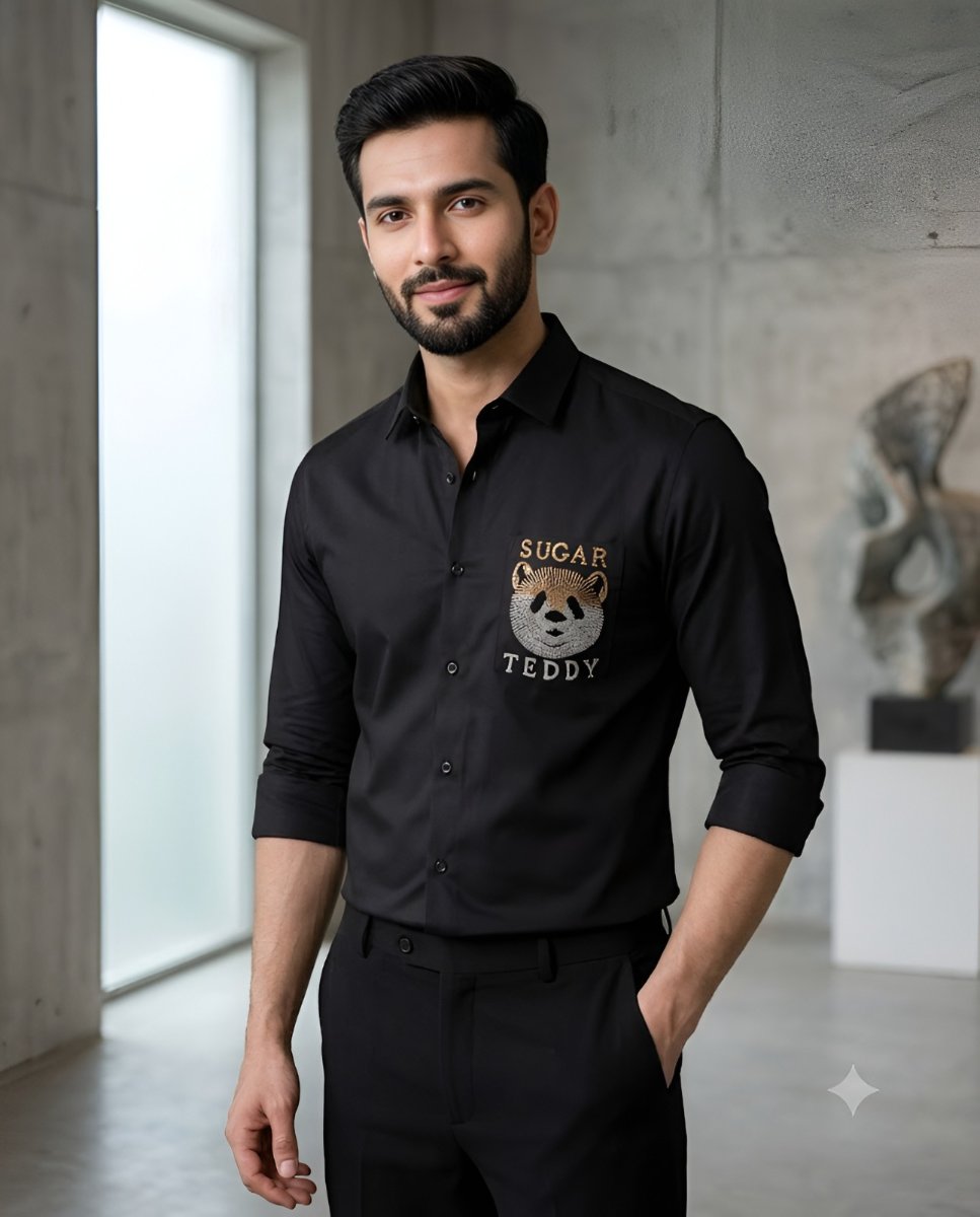 Midnight Teddy Embroidered Shirt