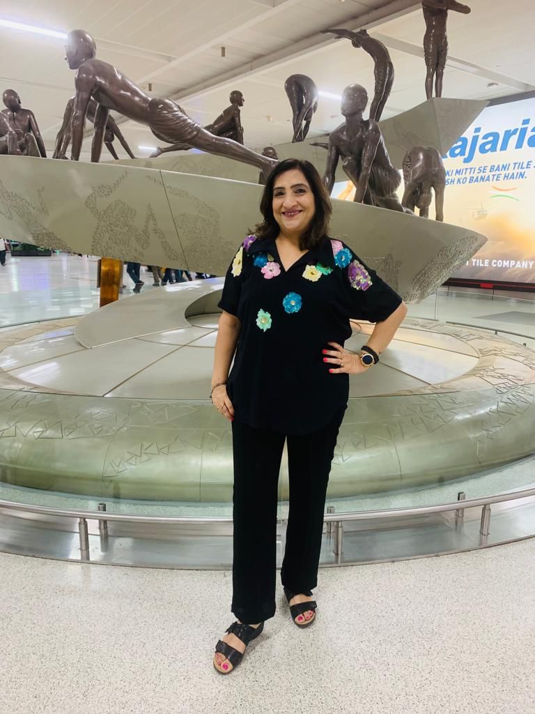 Navy Blue Floral Emroidered Top