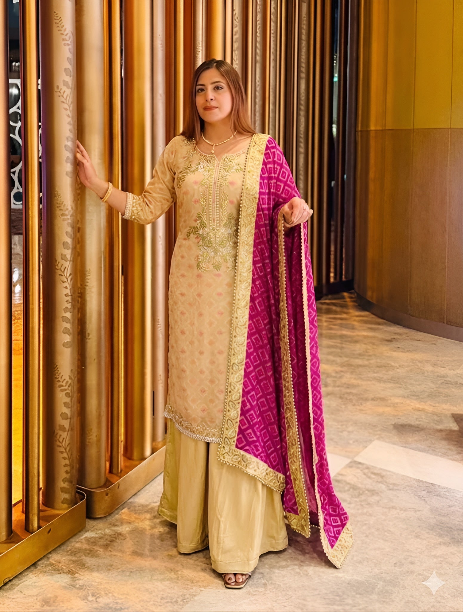 Violet Silk Sharara Suit