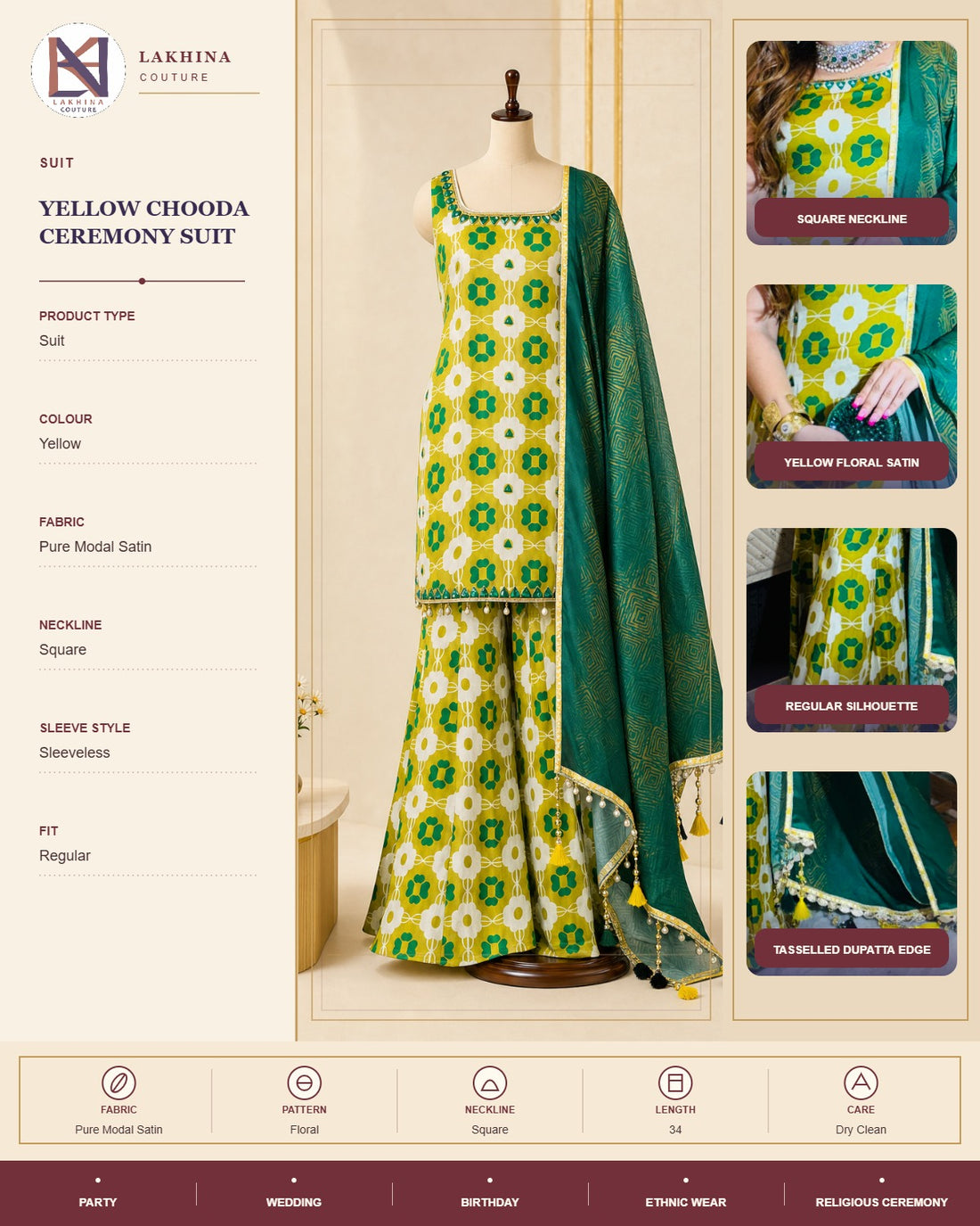 Yellow Chooda ceremony suit
