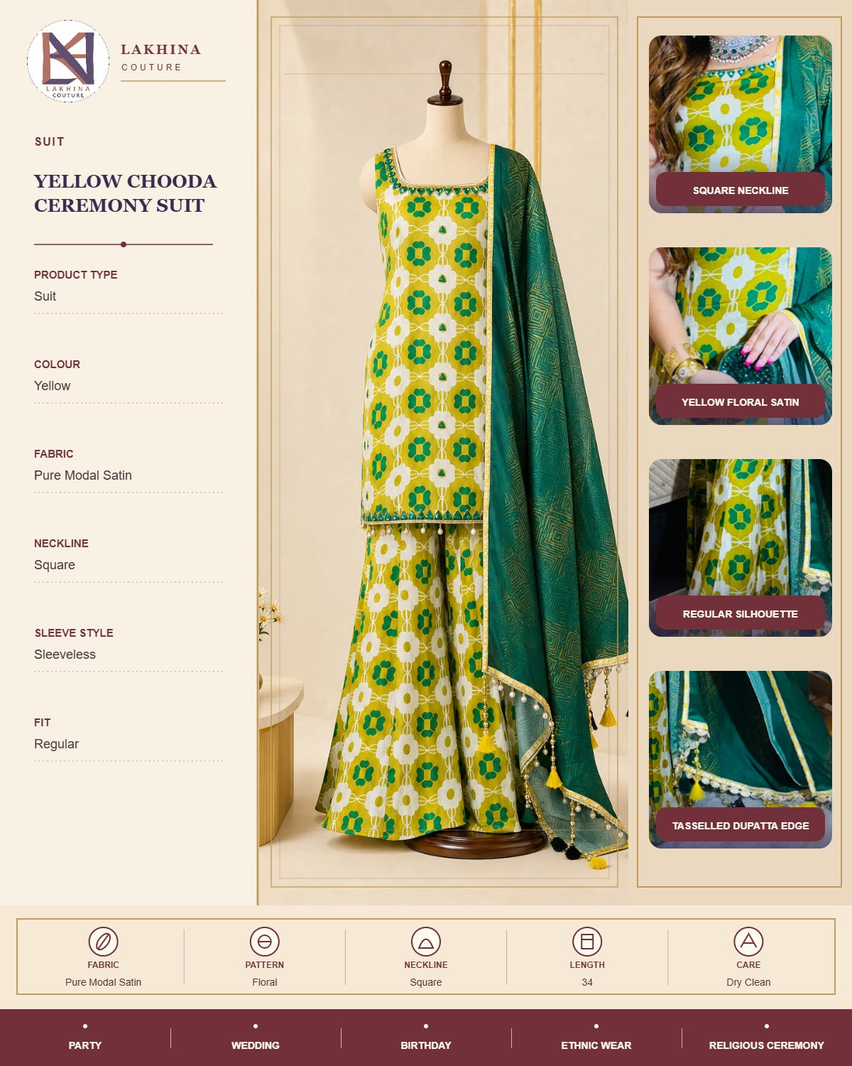 Yellow Chooda ceremony suit