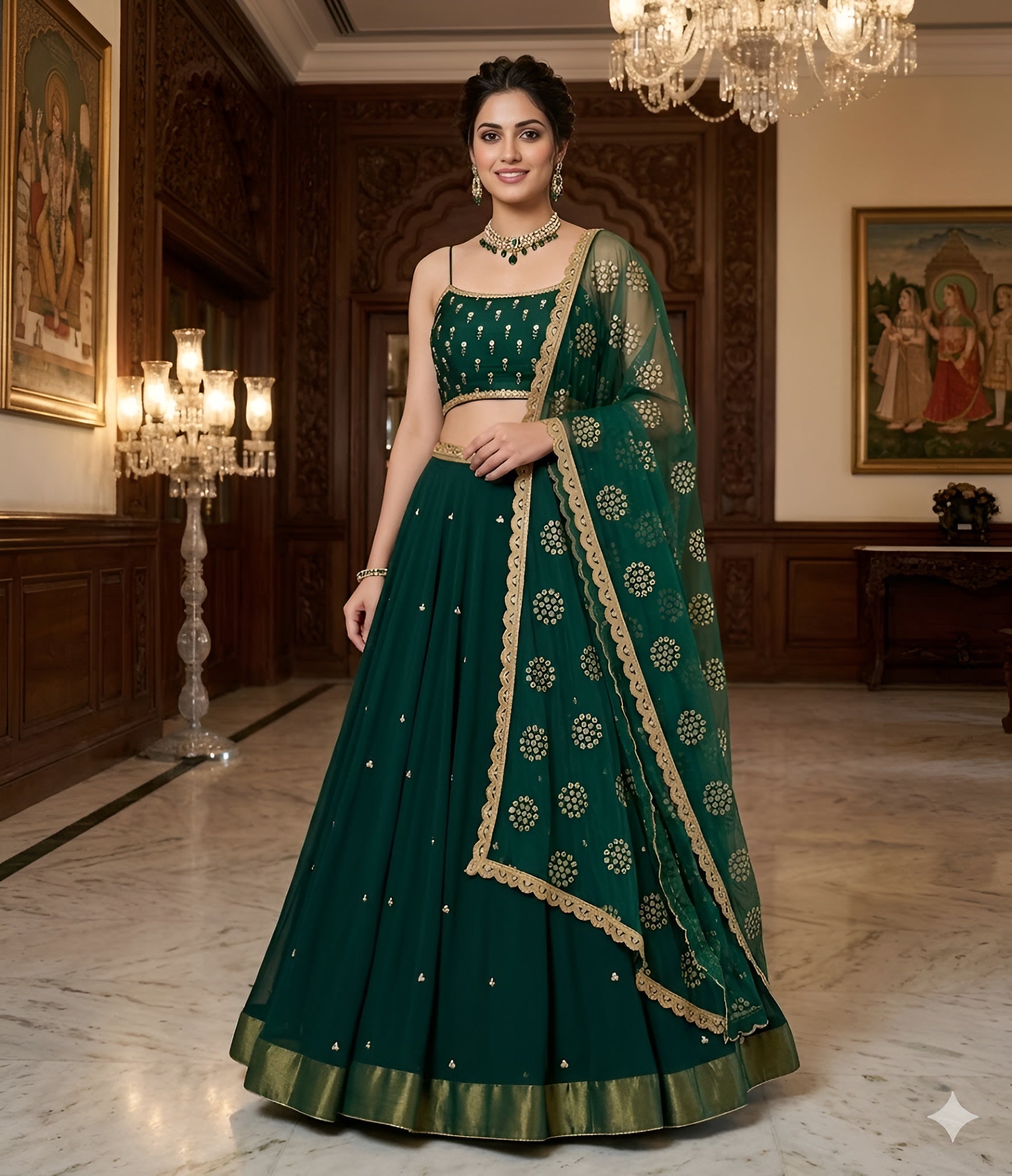 Bottle Green Stunning Lehenga