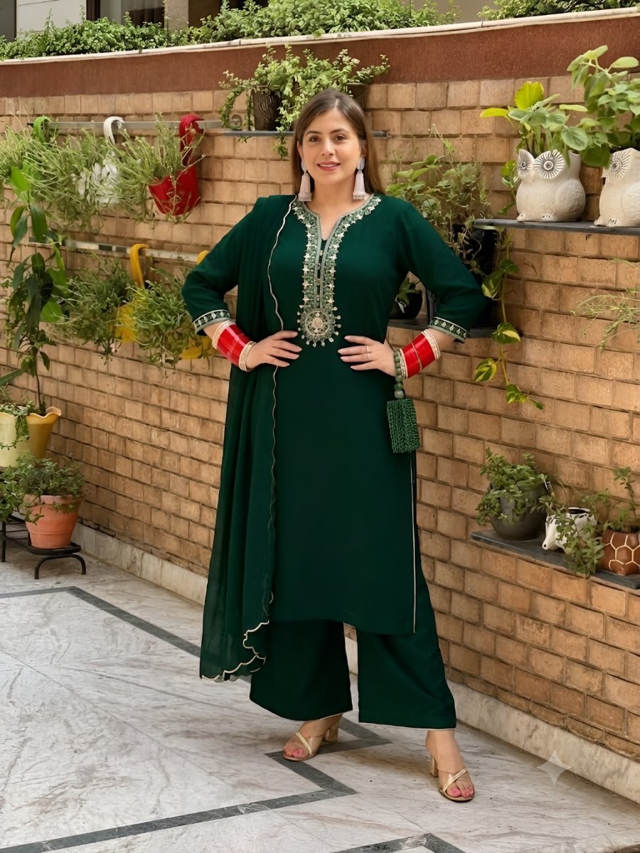 Green Embroidered Suit