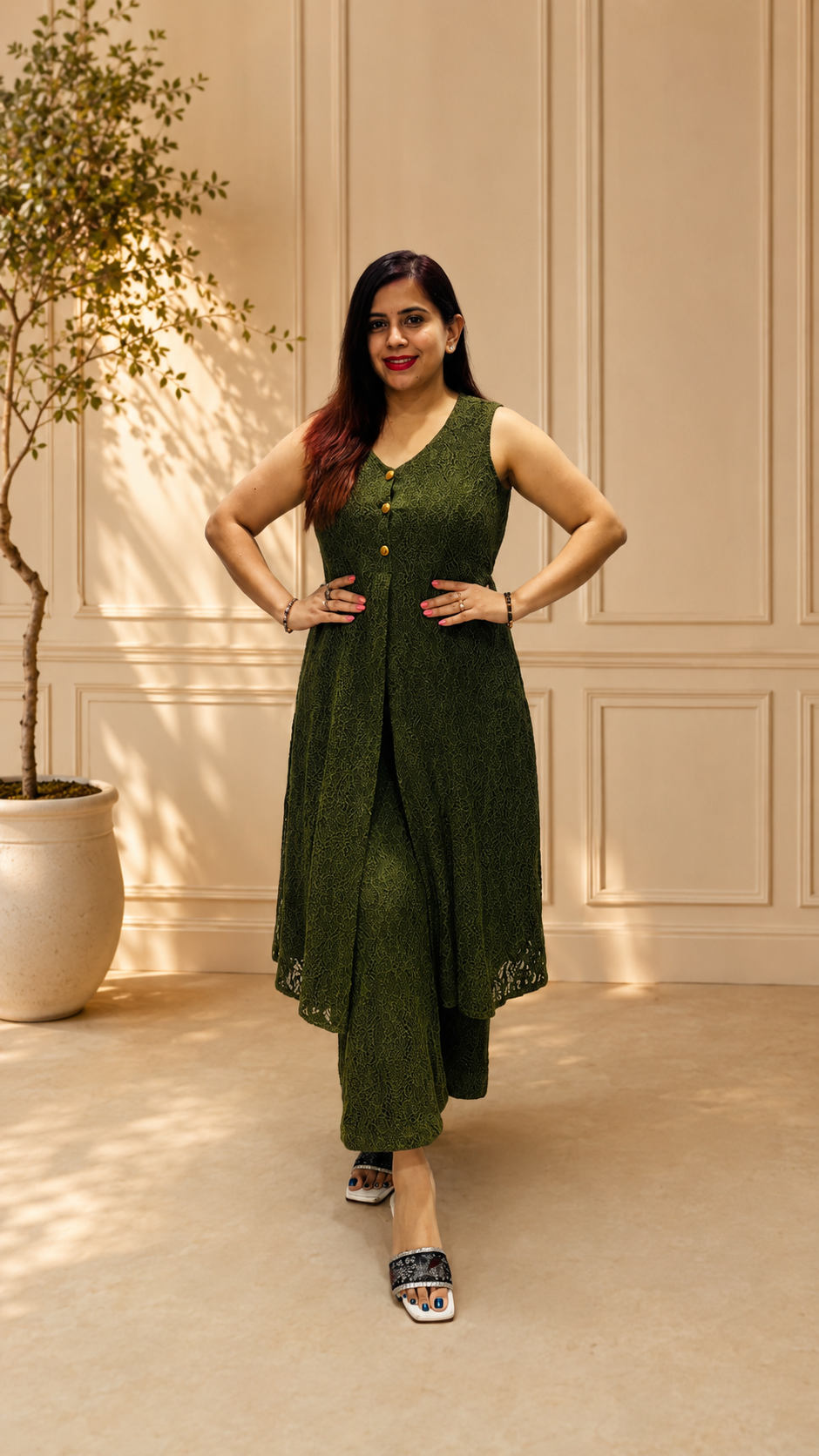 Olive Green Chantilly Co-Ord