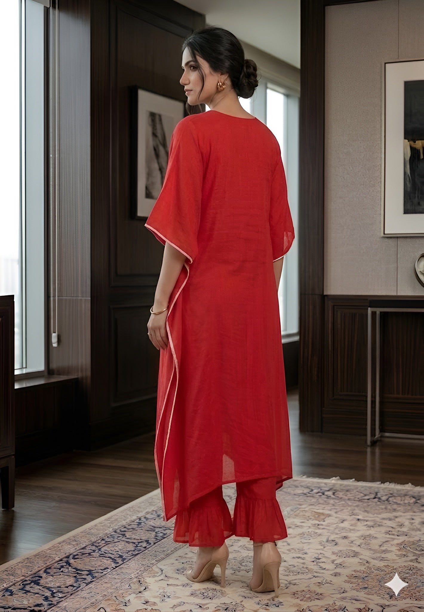 Red Embroidered Kaftaan Set