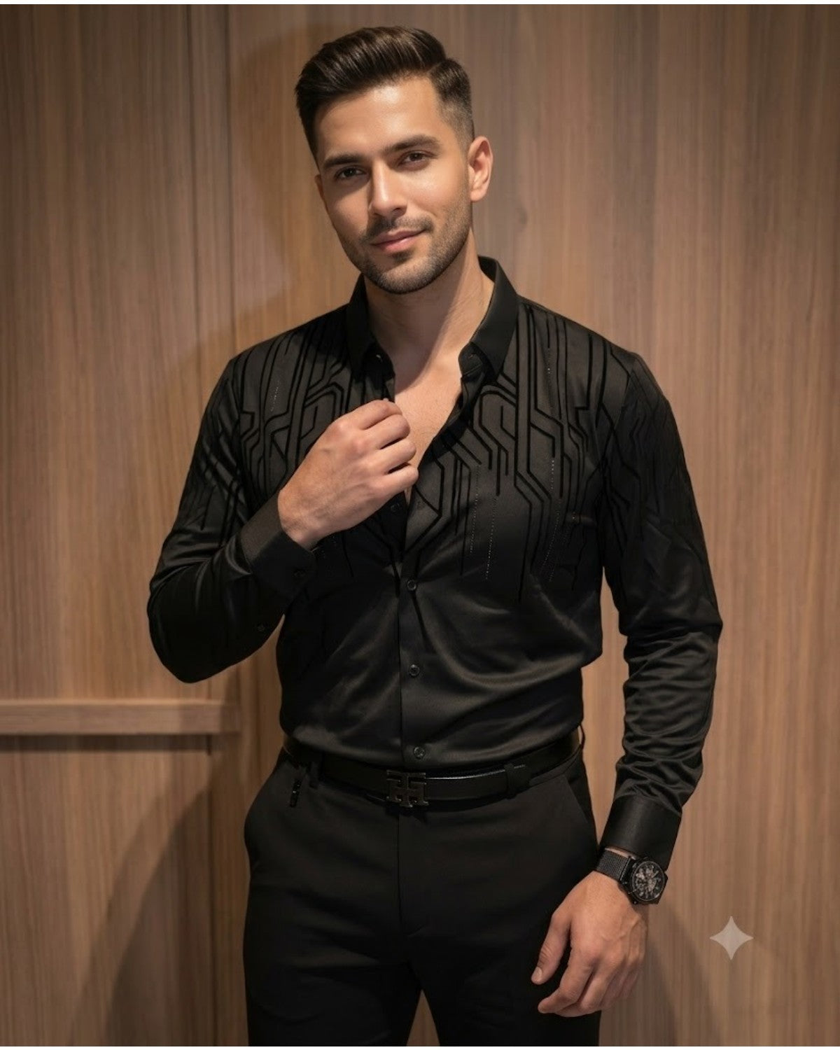 Midnight Geometry Black Shirt