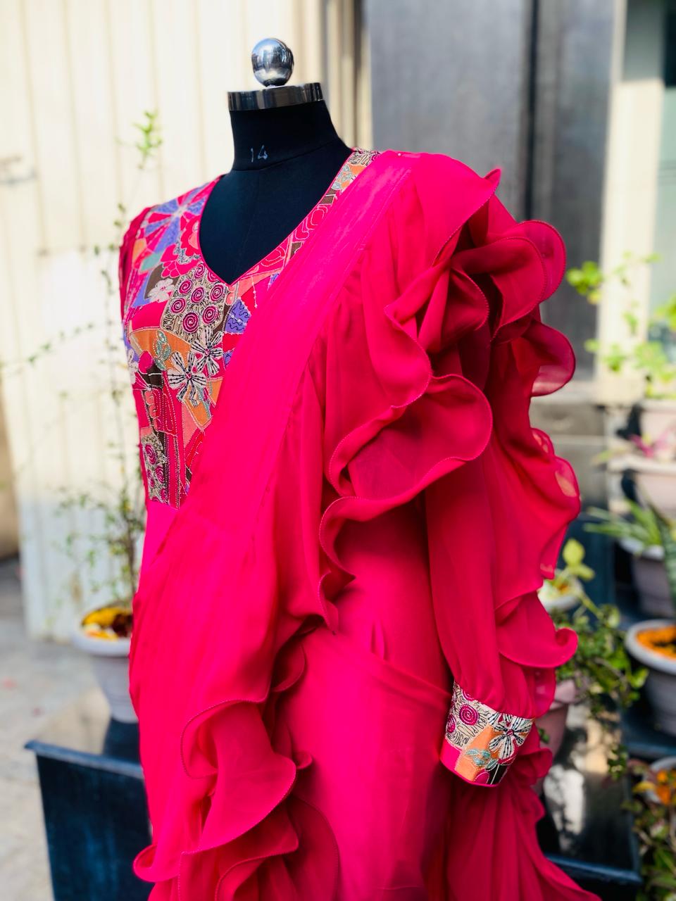 Carrot Carnival Saree Drape