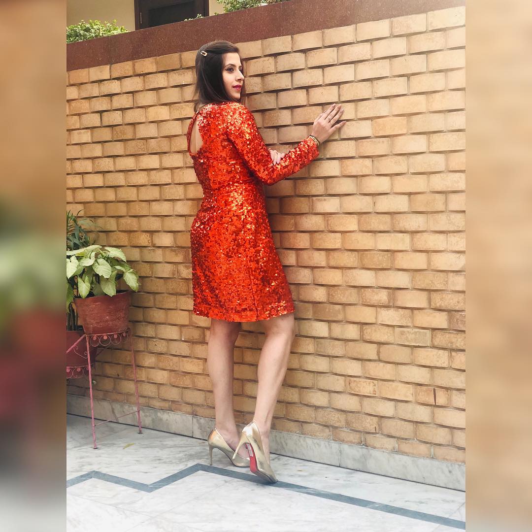 Sequin Orange Dress