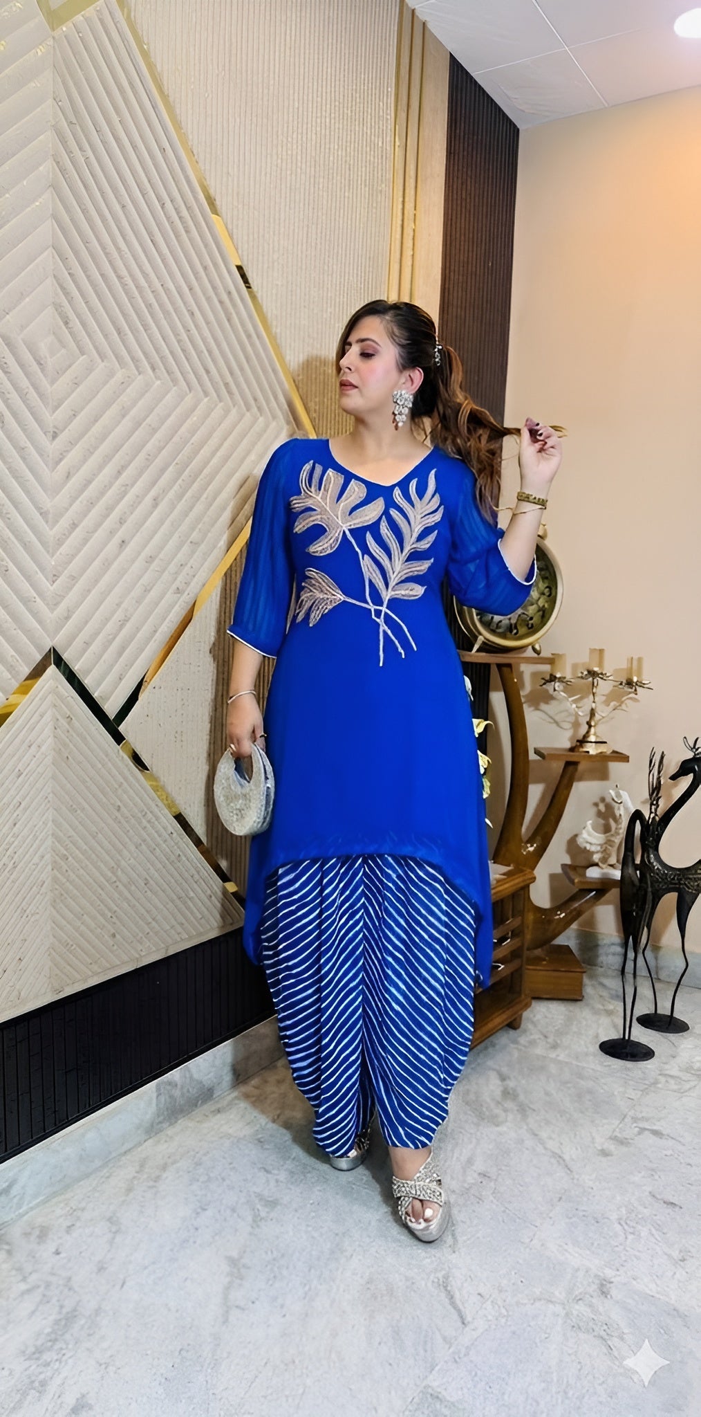 Royal Blue Suit with Dhoti