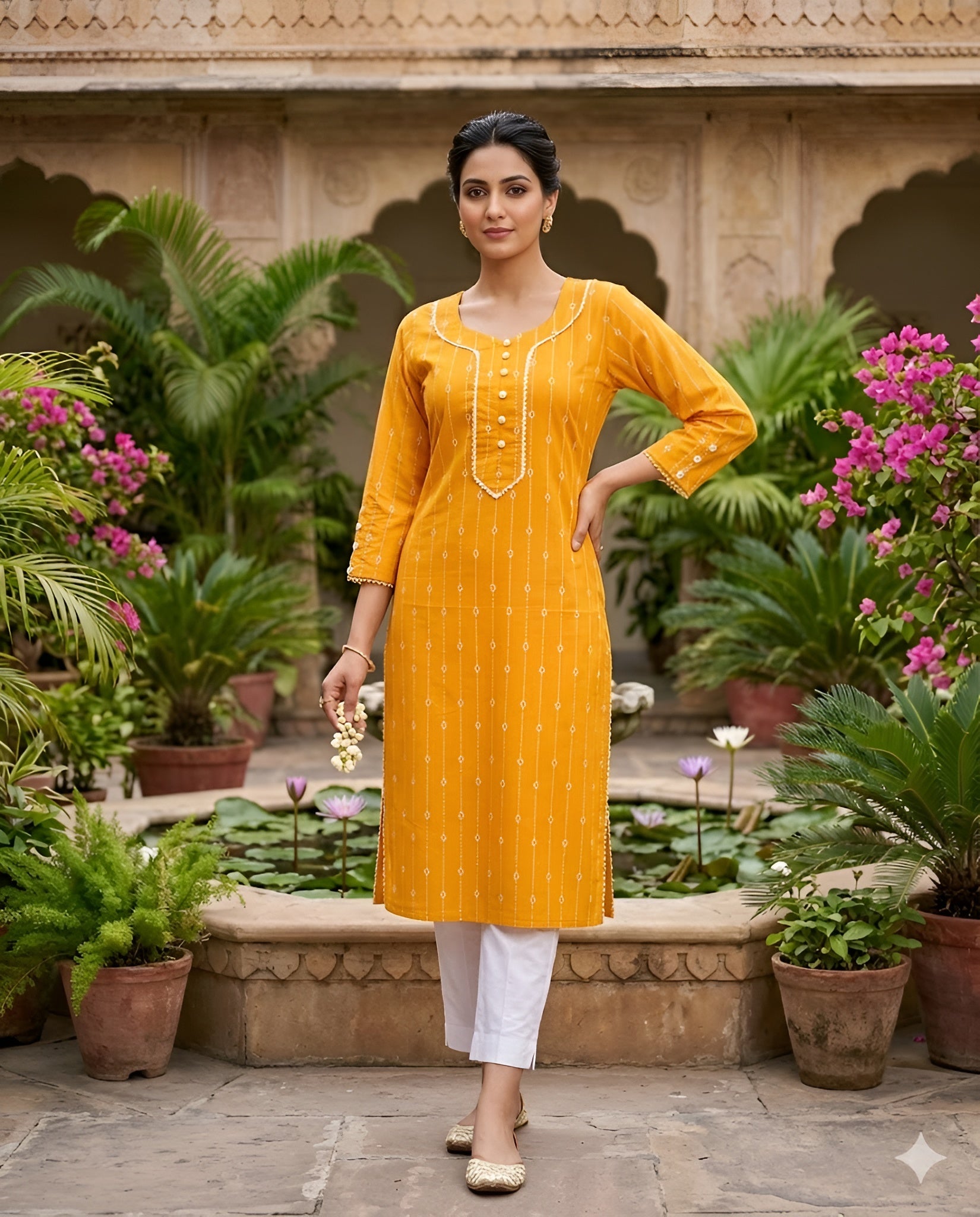 Mustard Printed Kurti