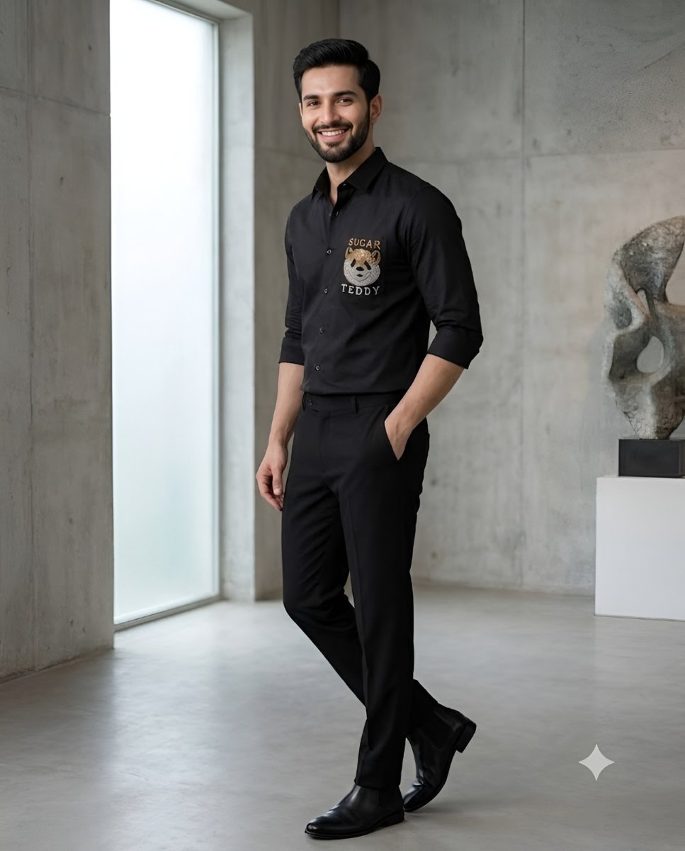 Midnight Teddy Embroidered Shirt