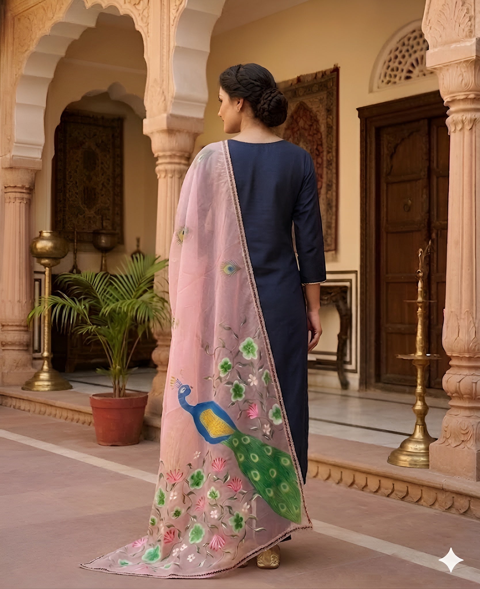 Navy Blue Suit With Dupatta
