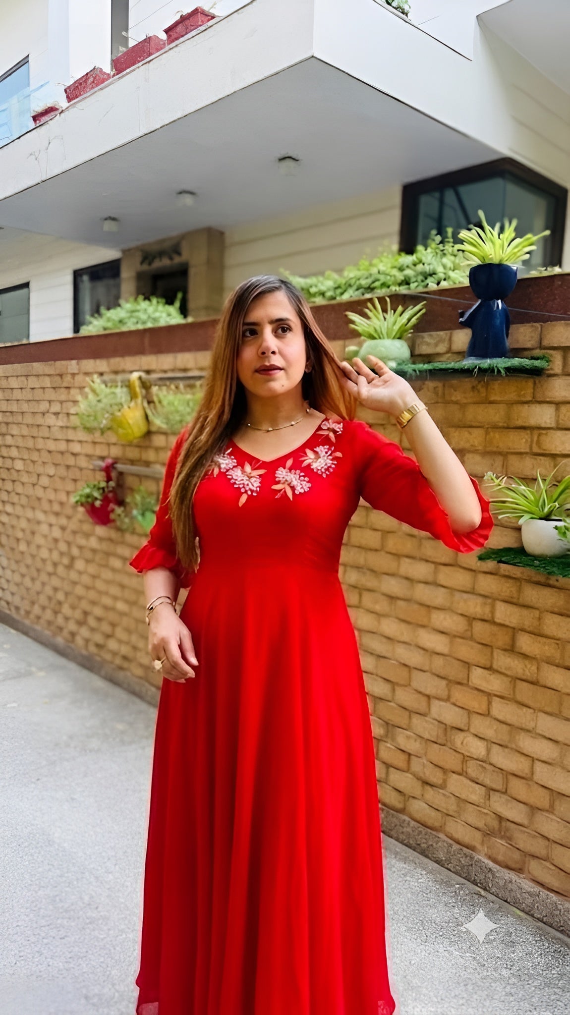 Red Georgette Anarkali