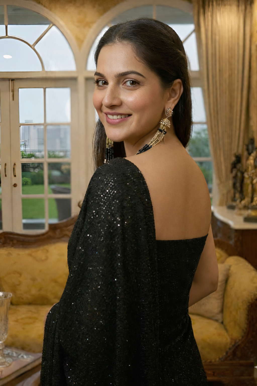 Black Polyknit Drape