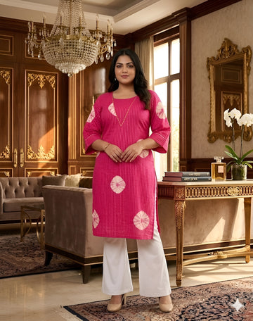 Pink Batik Lurex cotton Kurti