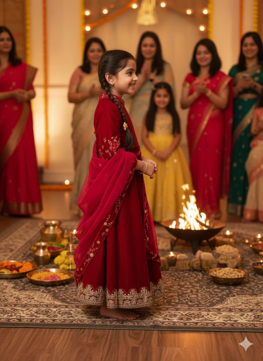 Maroon Velvet Kidswear Gown